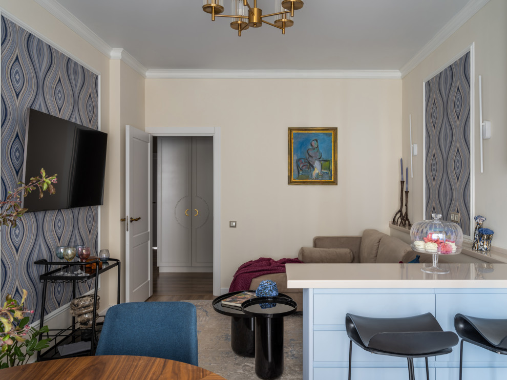 Гостиная квартиры в ЖК "Испанские кварталы"