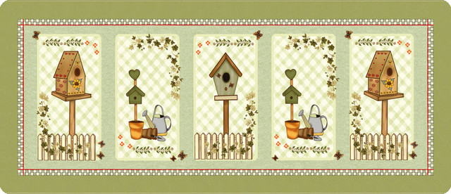 Country Birdhouses Polyamide Kitchen Rug, Medium