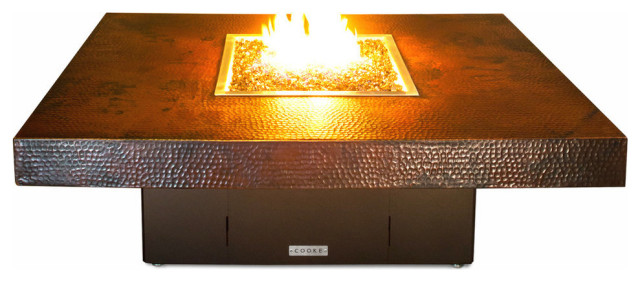 Hammered Copper Rectangular Fire Pit, Hammered Copper Fire Pit Table