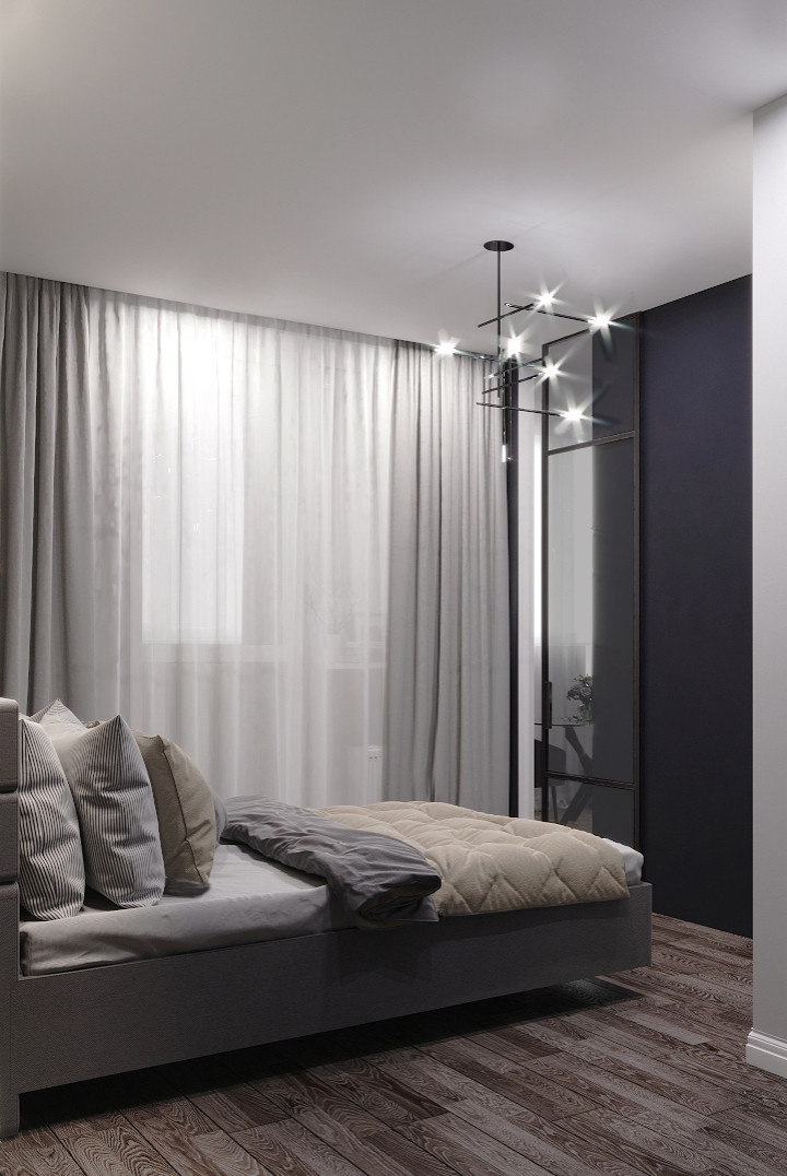 Спальня и гардеробная, 12 кв.м., ЖК Вершина