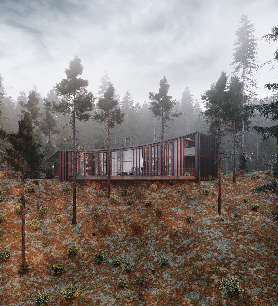 Индивидуальный жилой дом в сосновом лесу