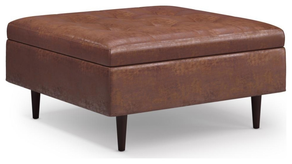 Shay Mid Century Large Square Coffee Table Storage Ottoman Coffee