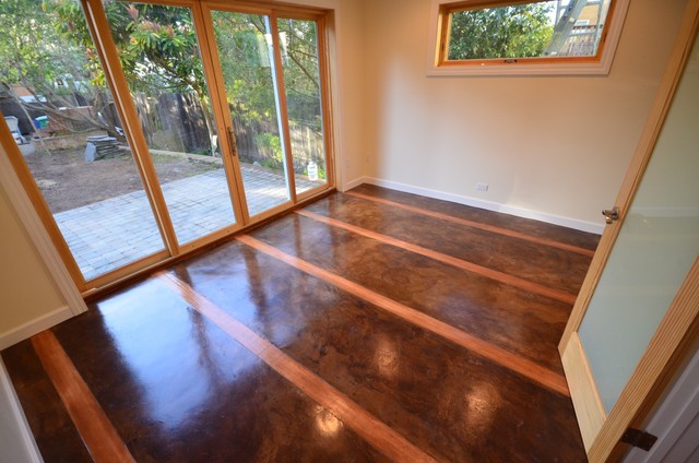 stained concrete floor with inlaid wood stained concrete floor with inlaid wood