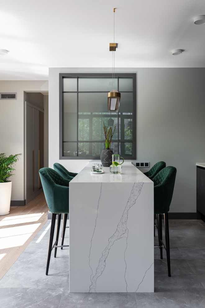 Свежая идея для дизайна: кухня-столовая среднего размера в стиле лофт - отличное фото интерьера