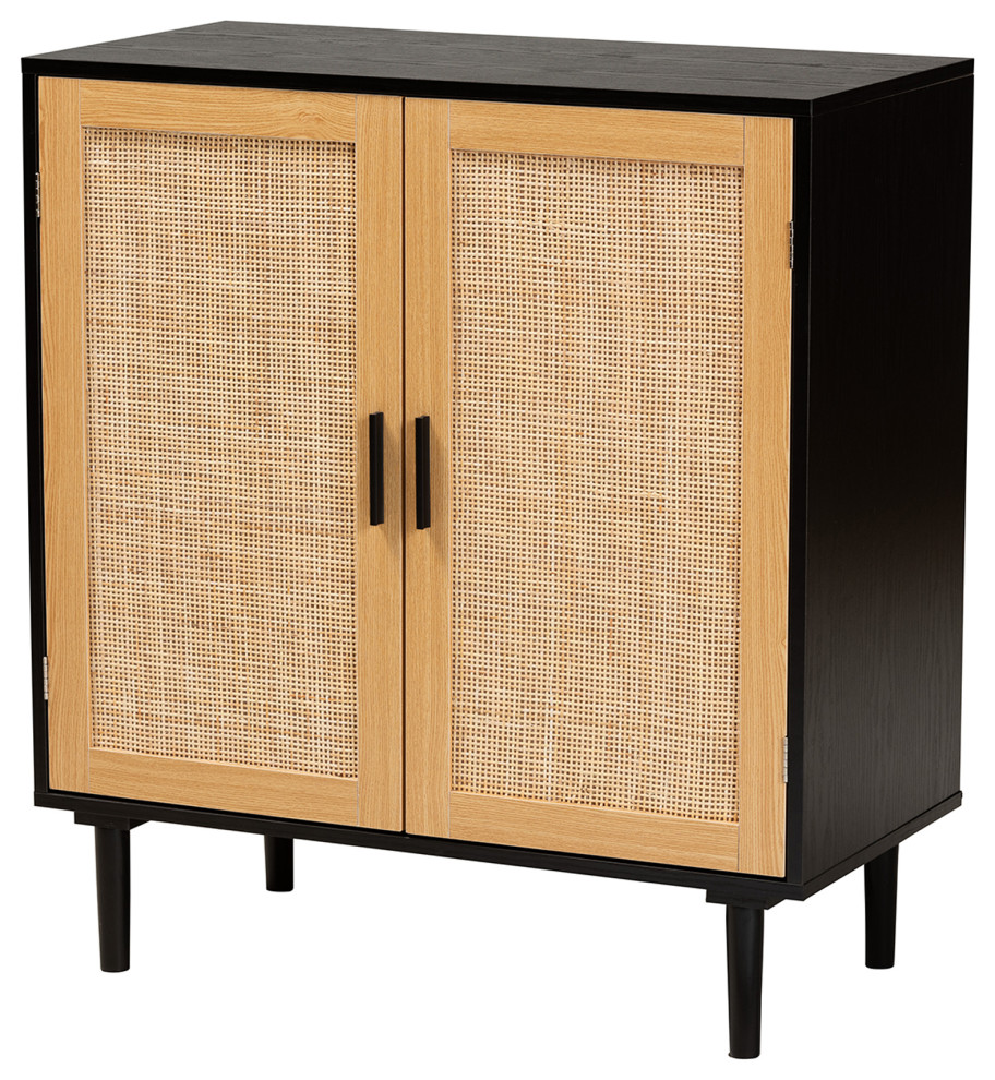 Ina Wood and Rattan 2-Door Storage Cabinet