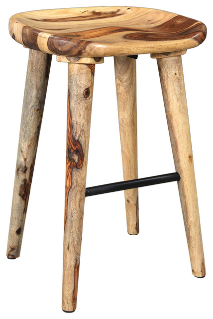 Solid Sheesham Wood Counter Stool Natural Solid Sheesham Wood Counter Stool Natural