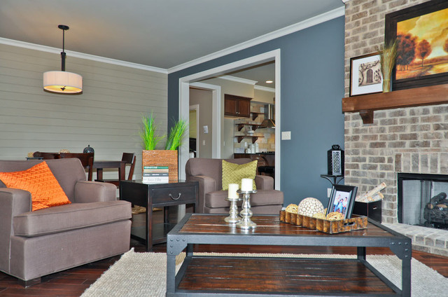 Blue Accent Wall - Transitional - Living Room - Birmingham - by