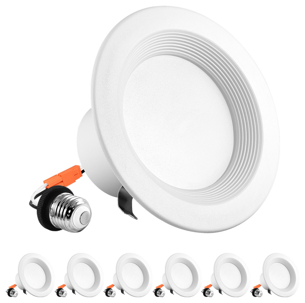 4" LED Recessed Can Light 10W 5 Color Options Dimmable Baffle Trim 6 Pack Recessed Lighting