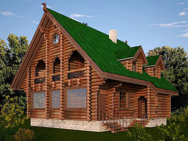 Дом из оцилиндрованного бревна на Каме