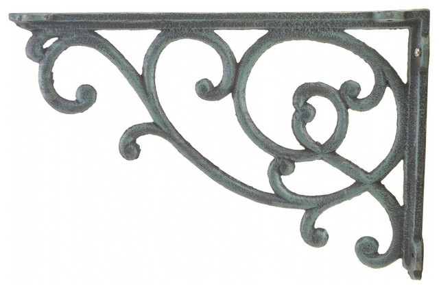 Wall Shelf Bracket Brace Fleur De Lis Pattern Verdigris Cast Iron 8.625 Import Wholesales