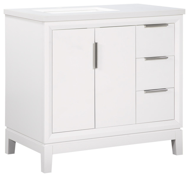 Valencia 36" Wood Left Sink Freestanding Vanity, Top and Sink