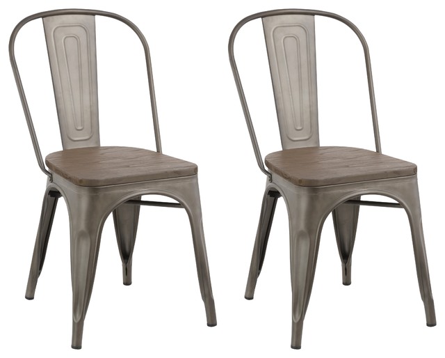 Industrial Metal Antique-Style Bronze Rustic Distress Dining Chairs Industrial Metal Antique-Style Bronze Rustic Distress Dining Chairs, Set of 2 - Industrial Metal Antique-Style Bronze Rustic Distress Dining Chairs