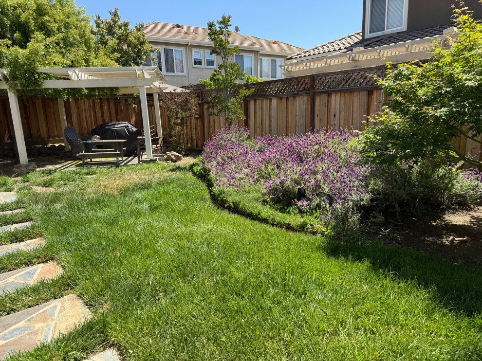 Outdoor Entertaining Space with Louvered Pergola