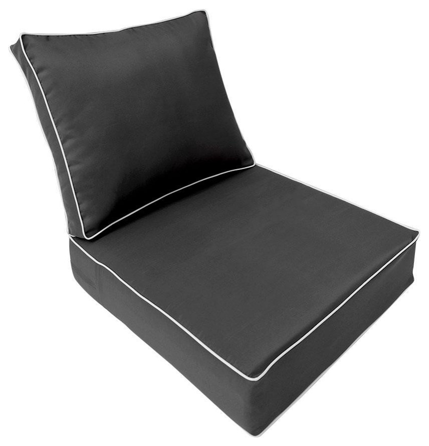 Contrast Pipe Trim Small 23x24x6 Deep Seat Back Cushion Slip Cover Set AD003 Transitional