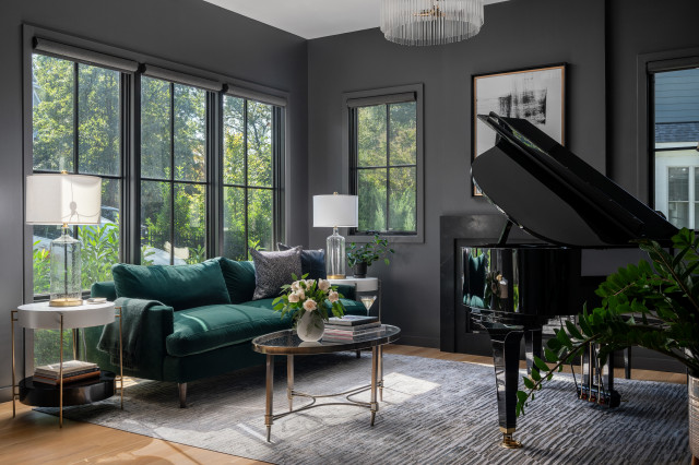 North Arlington Virginia Moody Piano Room, Music Room, Living Room classique-chic-salon