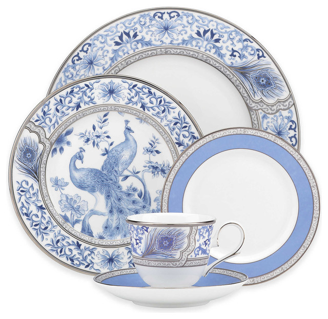 Marchesa by Lenox Sapphire Plume 60-Piece China Set - Traditional