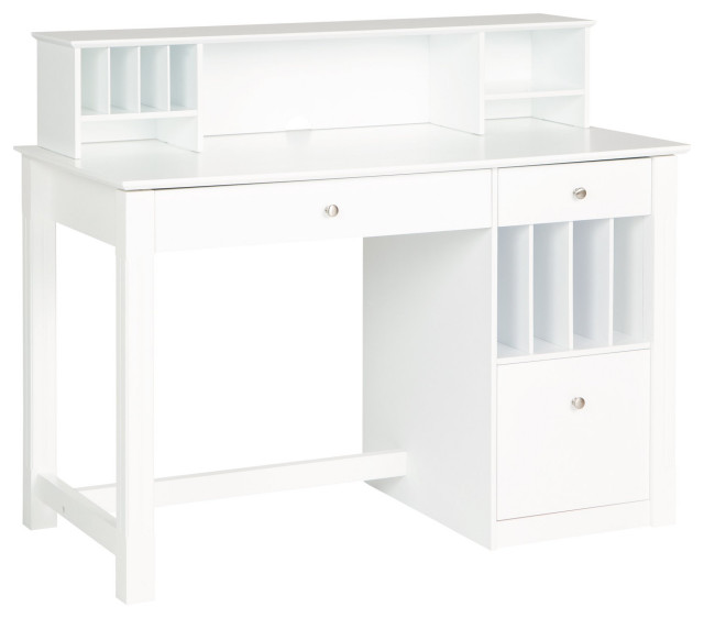 Traditional Desk, Spacious Top With Detachable Hutch & Drop Down