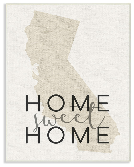 'Home Sweet Home California Typography', Wall Plaque, 10"x0.5"x15"