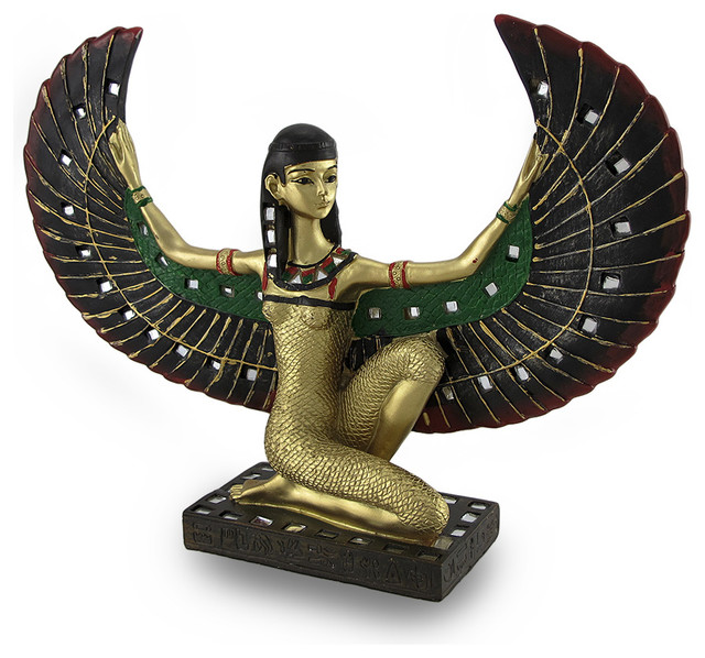Home Decor Isis Statue Gift for Her Altar Statue Egyptian God Statue Sculptures Egyptian Goddess Isis Open Wings Statue 12 Inches