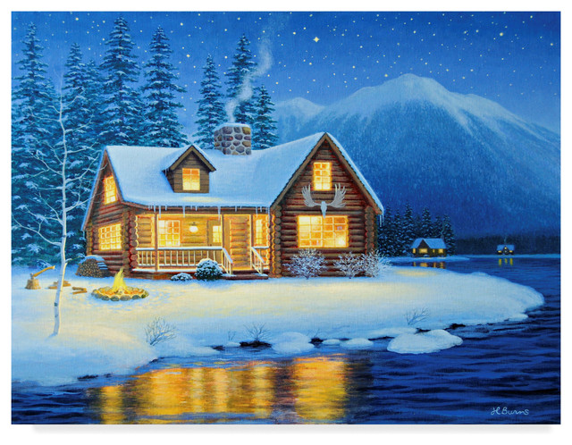 Heather Burns Starlight Cabin Canvas Art Rustic Prints And