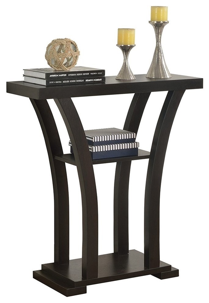 Contemporary Console Table With 2 Bottom Shelves and Curved Legs for