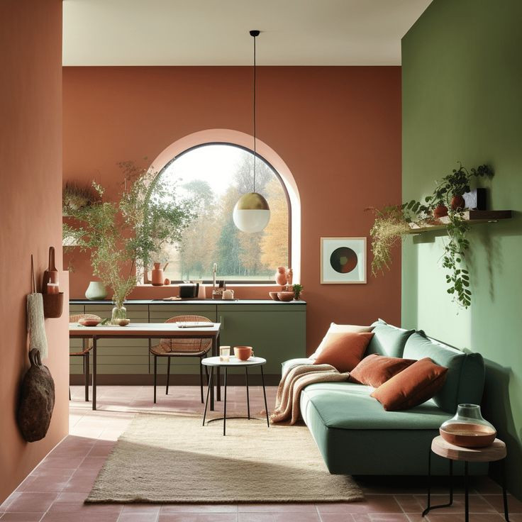 vert et terracota peinture decoration d'interieur