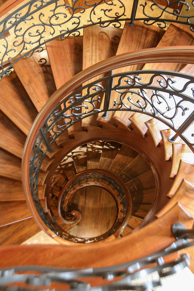 Design ideas for a mediterranean wood spiral staircase in Portland.