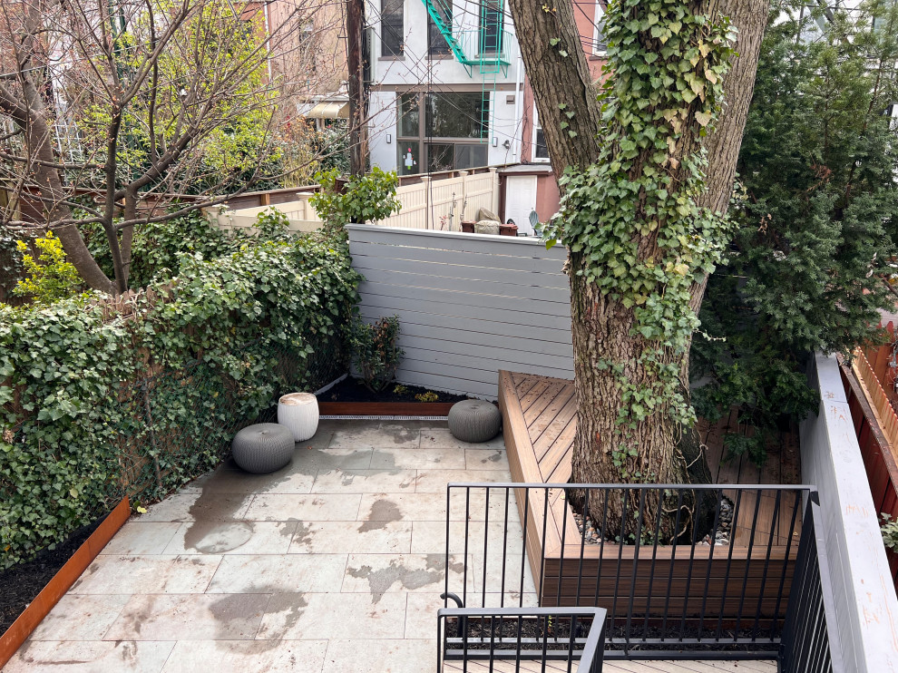 Park Slope backyard corten planters