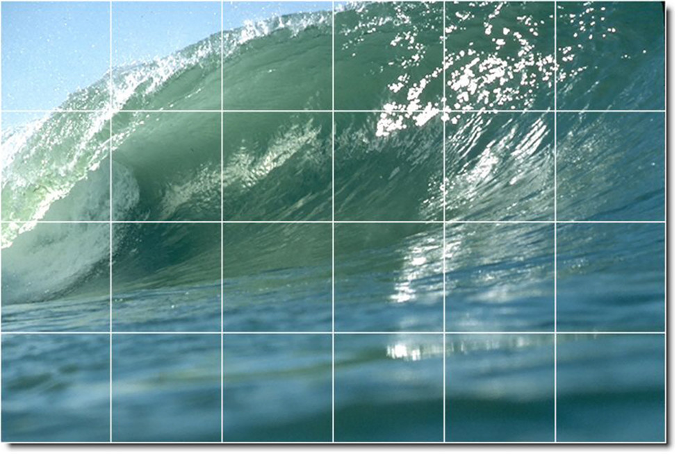 Waves Photo Backsplash Tile Mural 6, 72"x48"
