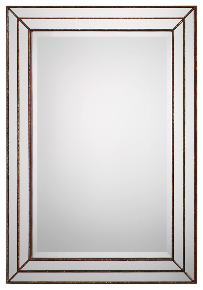 Zinc Decor Eloise Bronze Grooved Wall Mirror Transitional Wall