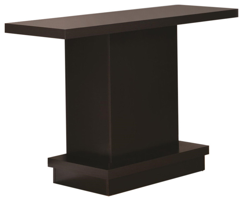 Benzara BM184936 Sofa Table With Pedestal Base, Cappuccino Brown