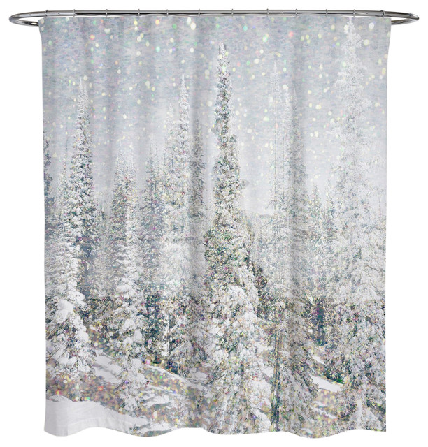 Olivergal Magic Snow Trees Shower Curtain 71 X74 Contemporary Olivergal Magic Snow Trees Shower Curtain