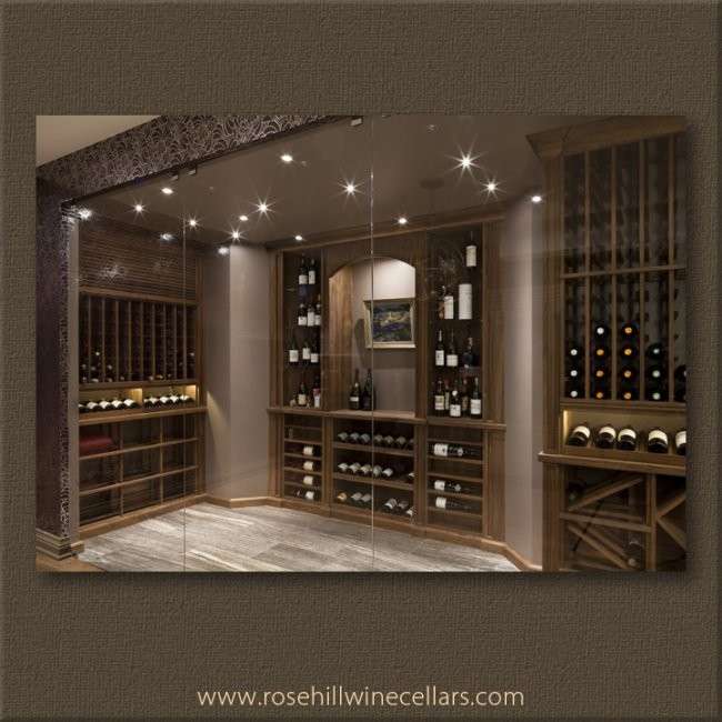 Custom Walnut Wine Cellar with Tasting Niche Contemporary Toronto