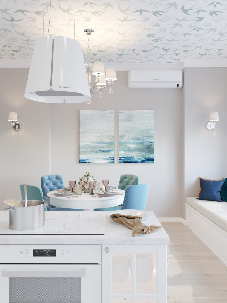 Дизайн санузла и кухни-гостиной