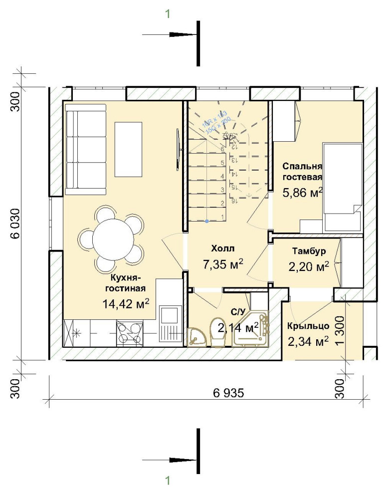 Двухэтажный дачный дом 6*7  105 квадратных метров из газобетона под ключ