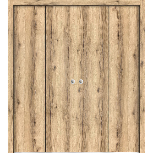 Sliding Closet Double Bifold Doors Planum 0010 Oak, 96" x 80" (4