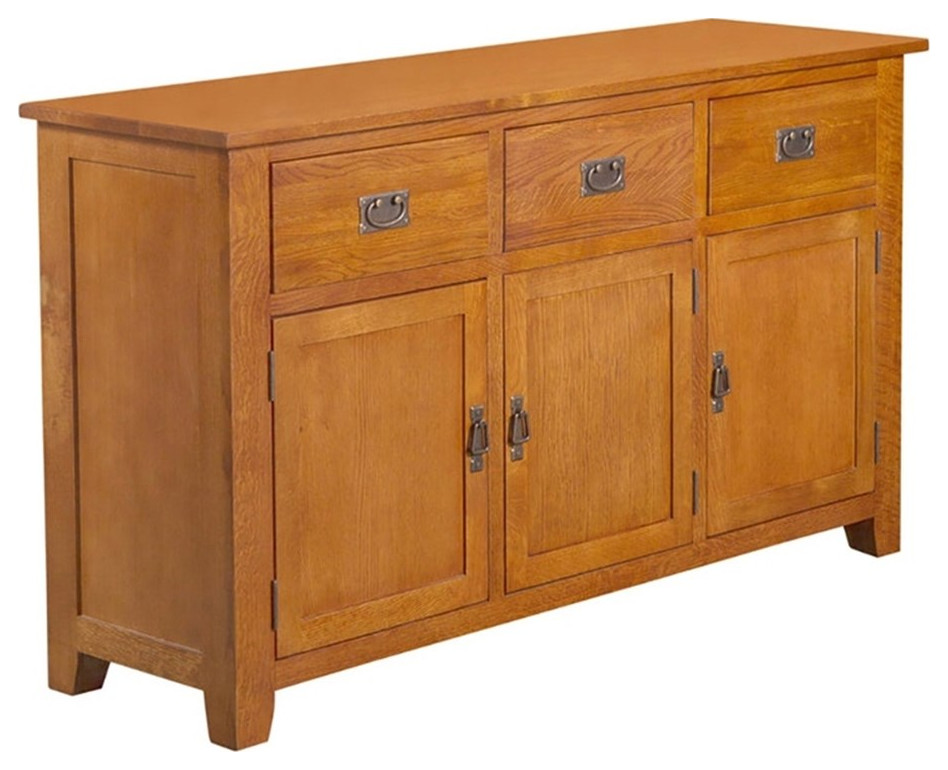 Crafters and Weavers Arts and Crafts 3Door Solid Wood Sideboard in