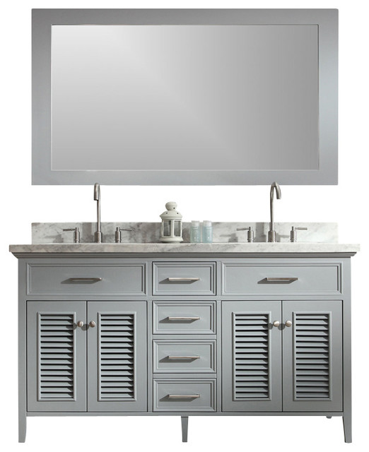 Kensington Vanity, Gray, 60"x21.5"33.5", Double Sink