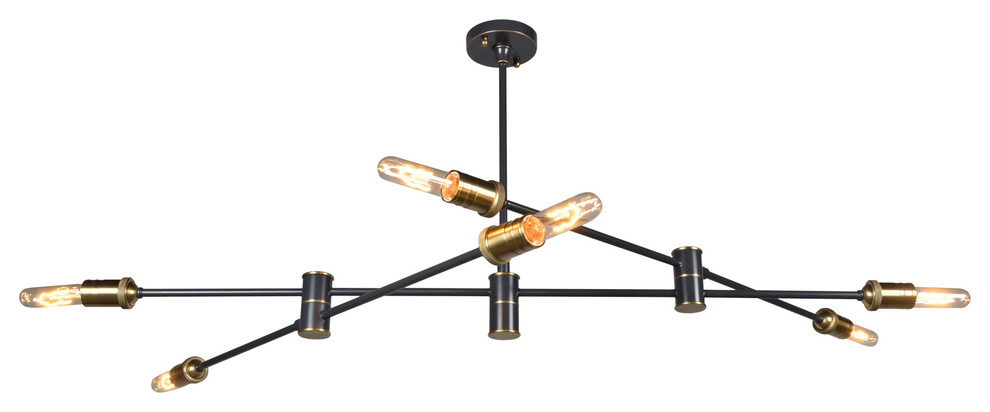 Starlette Pendant Fixture, Antique Bronze and Brass Finish With Adjustable Arms
