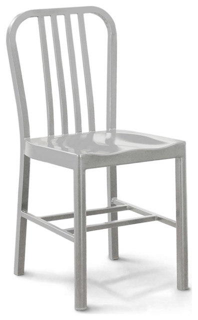 Furniture of America Belina Metal Slatted Side Chair in Silver (Set of 2)
