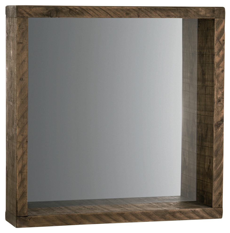 Mediterranean Square Wall Mirror, Dark Wood, 90x90 cm