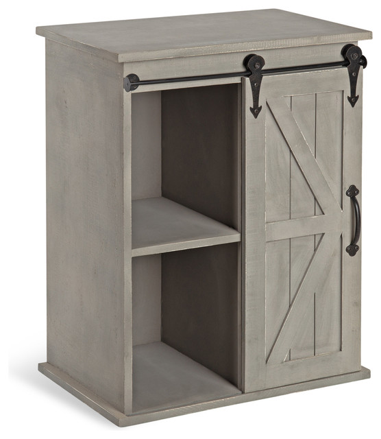 Cates Wood End Table with Sliding Barn Door Farmhouse Side Tables