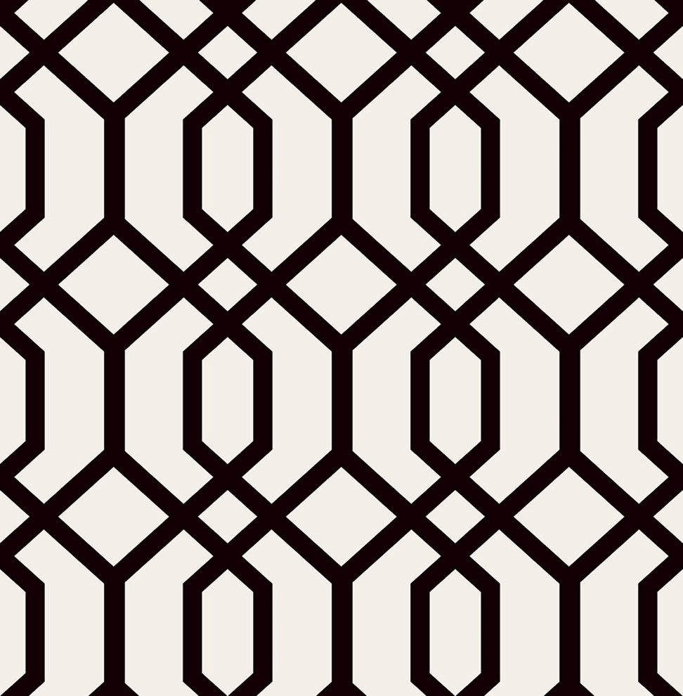 FD23270 Trellis Montauk Wallpaper in Black Beige Classic Pattern