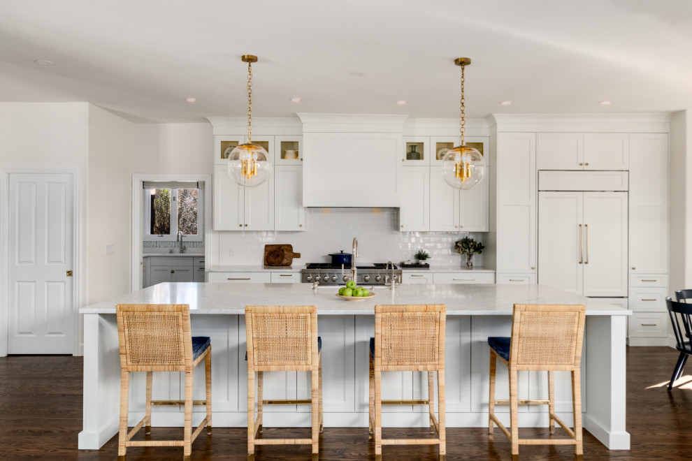 Example of a transitional kitchen design in Denver