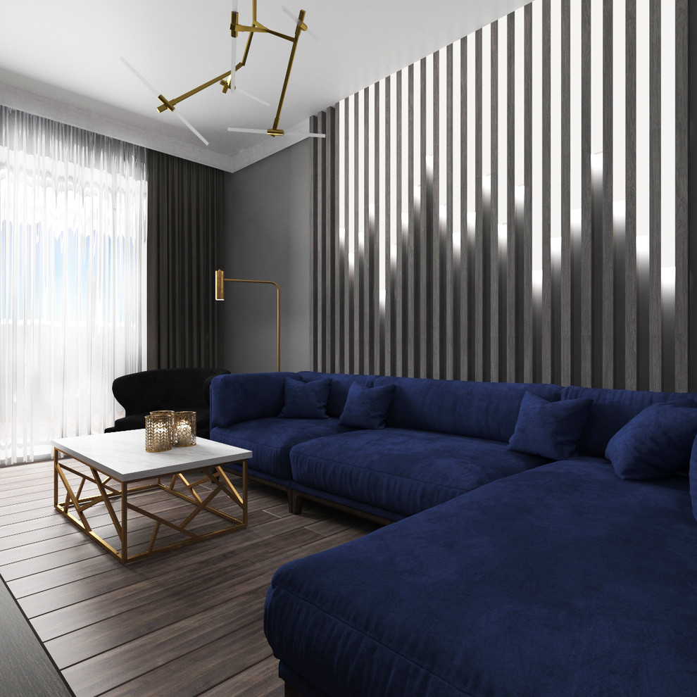 Дизайн интерьера трехкомнатной квартиры 115 м2 (Санкт-Петербург) кухня-гостиная