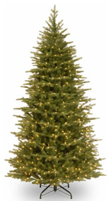 7 1/2' Feel Real Spruce Slim Christmas Tree With 750 Clear Lights
