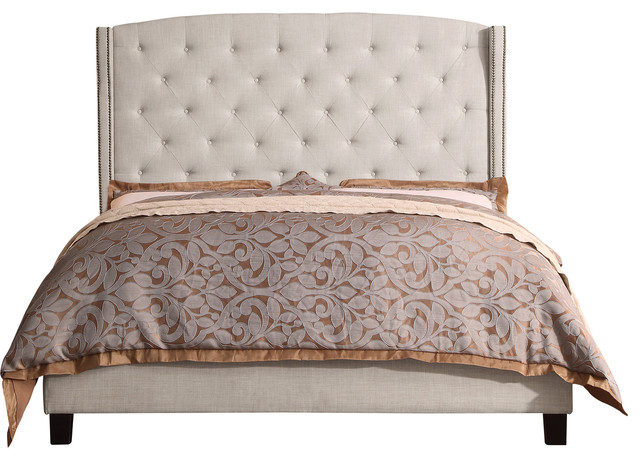 Noblesville Upholstered Panel Bed, Beige, Full