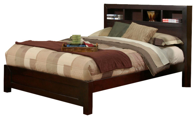 Solana Cal King Platform Bed with Bookcase Headboard