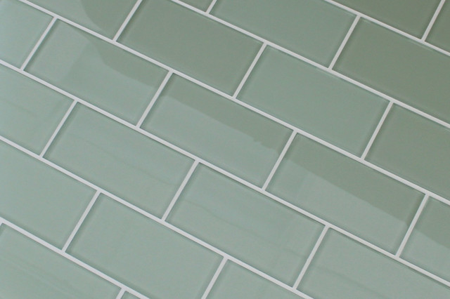 Sage Green 3x6 Glass Subway Tile, 3"x6" Tiles, Set of 8