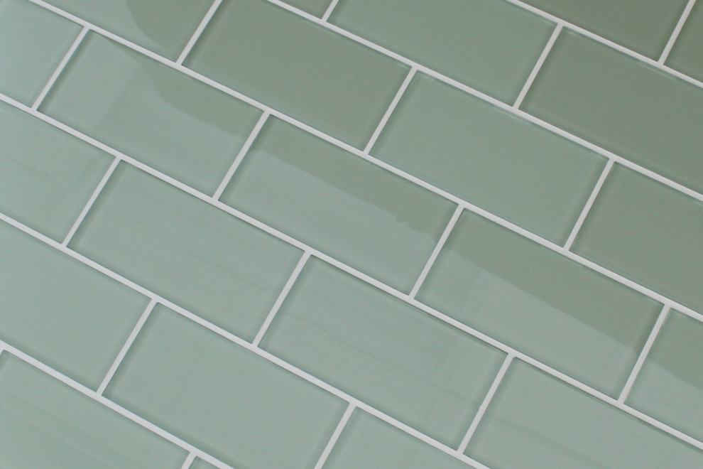 Sage Green 3x6 Glass Subway Tile, 3"x6" Tiles, Set of 8